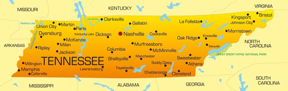 tennessee map state usa tennesse shutterstock